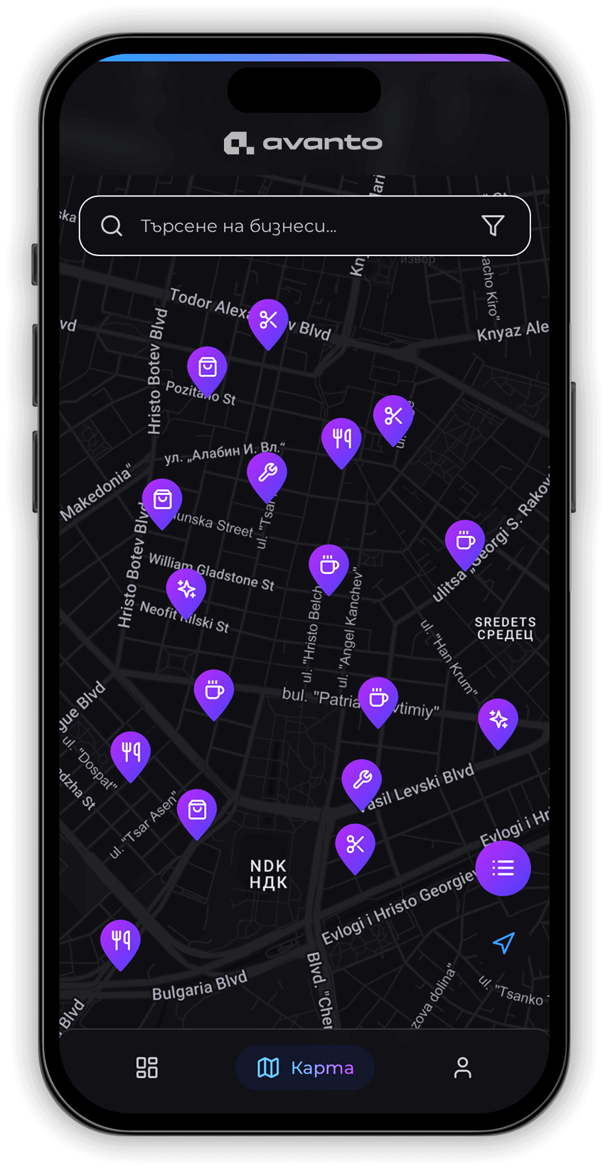 Map with Offers App Mockup